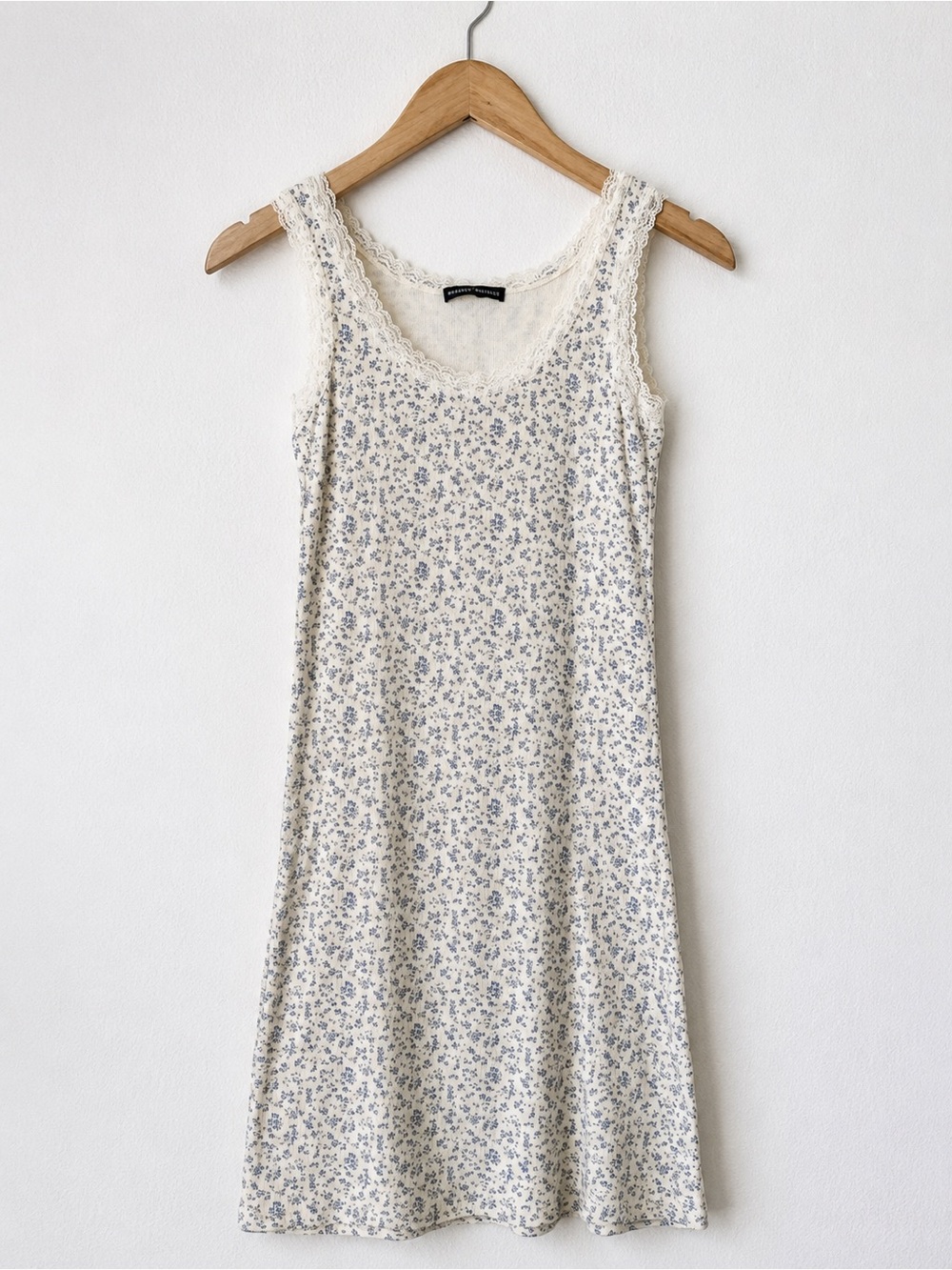 Brandy Melville Ronnie Dress Blue Floral Lace Trim Mini Dress One Size NWT Italy